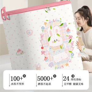 กระเป๋าใส่ผ้าห่มขนาดใหญ่พับได้ ผ้าฝ้ายลายการ์ตูน กระเป๋าใส่เสื้อผ้าแบบพกพาสำหรับใช้ในบ้าน อุปกรณ์จัดระเบียบ