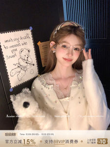 Acaine Pure Color Long Sleeves Knitting Cardigan Outwear Female Winter Inner Wear Bandage Dress French Style Retro Elegant Silm Tops