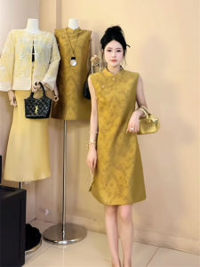 Elegant New Chinese Retro National Style Summer New Print Lightweight Sleeveless Luxury Dress Ageless Goddess Trend