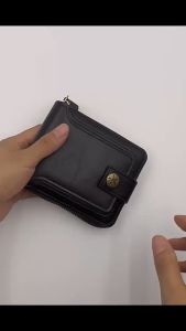 QNQN 2025 ยุโรปและอเมริกาลำลองสั้นบุรุษซิปกระเป๋าสตางค์หนัง PU กระเป๋าสตางค์หลายบัตรอเนกประสงค์กระเป๋าสตางค์แฟชั่นวินเทจสำหรับผู้ชายกระเป๋าสตางค์ขนาดใหญ่