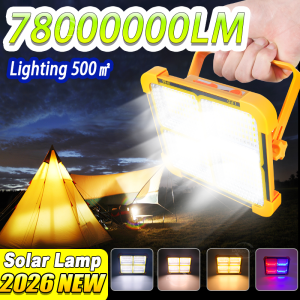 2026 New Outdoor Solar Lamp 78000000LM LED Solar Light External Solarlight Emergency Camping Light Type-C Hanging Lantern