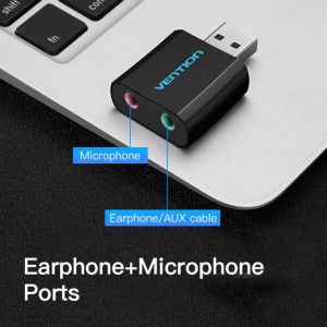 Vention External Sound Card USB To 3.5mm Jack usb audio adapter Aux headset Adapter Stereo Audio sound card For Speaker Mic PC Laptop Computer PS4