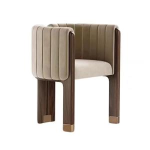 Nordic Style Fabric Upholstered Solid Wood Armchair Luxury Single Person Chair for Living Room Balcony Cafe Hotel Dining Table