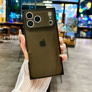 Luxury Four Corner Square Clear Soft Siicone Phone Case For iPhone 17 Air 16 15 14 Plus 13 12 11 Pro Max Crystal Ice Cube Cover