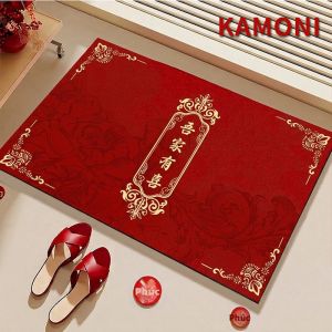 KAMONI | Wedding Red Happiness Door Mat Bathroom Water Absorption Slip Resistant