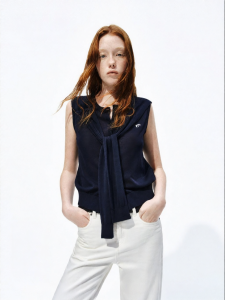 MO&Co. | Silk-like Faux Layered Knitwear With Bow