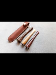 Paket Hemat Variasi Pipa Once Cangklong Kayu Original Plus Sarung Kulit Sintetis
