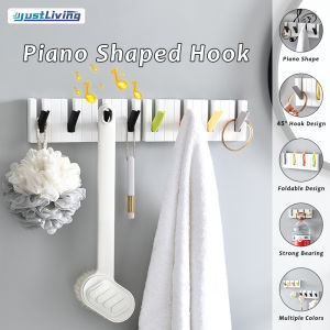 JustLiving 1PC Creative Piano HookNo Hole Strong Paste Bathroom Wall PP HangHook Coat HangerWall Hanger Wall Rack Door Porch Key Decorative Key HookHidden Hooks Home Clothes Hat Folding Hanger