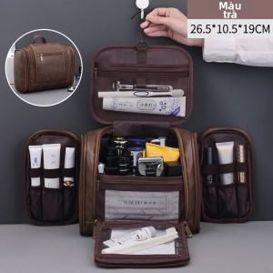 Túi Đựng Đồ Vệ Sinh Du Lịch Chống Thấm Nước Đa Chức Năng Mở Hai Bên Dung Tích Lớn Có Móc Cầm Tay Hộp Đựng Mỹ Phẩm Dày Dặn