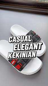 Sandal Slop Pria Karet Eva Terbaru 2025 Keren Sendal Distro Original Porto 1023M-68 39-44 Putih Merah