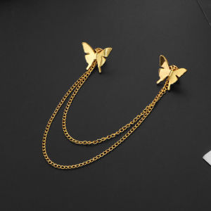 Unique Metal Butterfly Chain Chest Pin