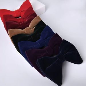 กํามะหยี่สีดําผูกโบว์สําหรับ Man ปรับ Big Bowknot ผู้ชายอุปกรณ์เสริมเสื้อ Bowties ผีเสื้อสีฟ้า Cravats สําหรับงานแต่งงาน Tie