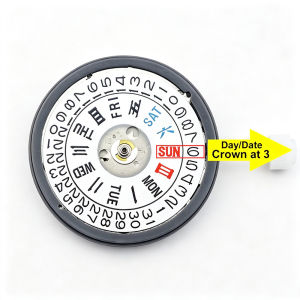 H36A Automatic Movement White Day-Date Wheel At 3.0 Crown At 3.0/3.8 OClock NH36 4R36A Watch Part 24 Jewels Replacement Part
