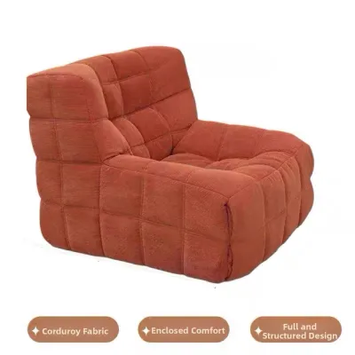Vacuum Compressed Waffle Grid Sofa Home Linear Single Dual Three-Seater Living Room Fabric Sofa Recliner