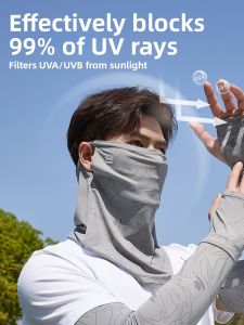 miiow | Ice Silk Neck Protector Mask For Men Summer Fishing Cycling Breathable Face Cover UV Protection Ear Hanging Design Neck Guard