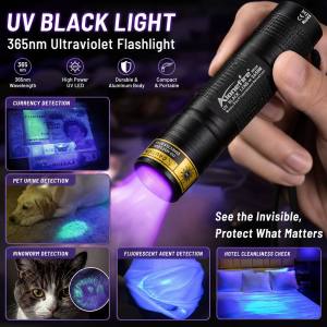 Mini 365nm/395nm UV Flashlight Usb Rechargeable UV Glue Curing Torch Cat Dog Pets Urine Tinea Money Ore Scorpion Detection Light