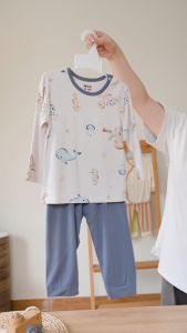 Bộ dài tay Đại Dương Xanh Arich vải sợi tre petit mềm mát cho bé trai gái từ 9 tháng đến 6 tuổi