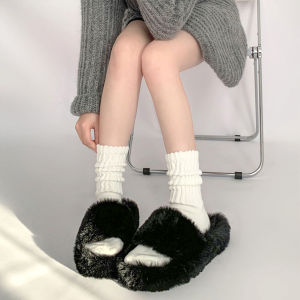 Masely Women Sock Japanese Style Retro Thick Thread Solid Color Middle Tube Socks