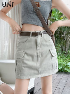 Váy Ngắn Denim Cạp Cao Dáng Chữ a Dáng Rộng Đa Năng Cho Nữ Mùa Hè 2024 Váy Ngắn Cạp Cao Cho Nữ Dáng Chữ a