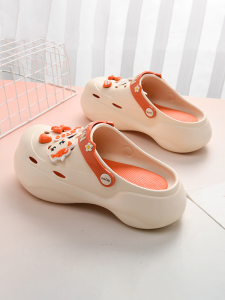 Womens Summer 2025 Clog Shoes Outdoor Wear Thick Bottom Anti-Slip Headed Half Slippers Soft Bottom Sensation Beach Sandals