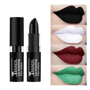 12 Color Hot Sale Waterproof Velvet Matte Black White Lipstick Lasting Pigment Green Purple Lipstick Christmas Halloween Party Lip Makeup