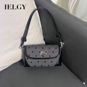 IELGY กระเป๋าแมสเซ็นเจอร์สะพายไหล่สำหรับผู้ไปทำงานกระเป๋ากระเป๋าแบบหนีบแขนโบลายจุดกระเป๋าแฟชั่นเข้าได้กับทุกชุด