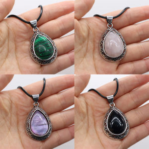 Wholesale Natural Stone Necklace Water Drop Crystal Opal Necklace Fashion Pendants Necklace Reiki healing gift