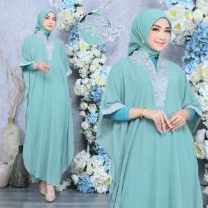 Baju Kaftan Satu Set dengan Inner/Manset Plus Kerudung - Gamis Kaftan Mewah Kehidupan 2024