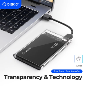 ORICO 2.5 External Hard Drive Enclosure USB 3.0 to SATA III Tool-Free Clear Hard Disk Case for 2.5 inch 7mm 9.5mm SATA HDD SSD
