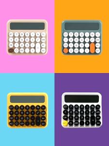 12 Digits Digital Calculator Battery AAA Calculater Big Large Cute Yellow Green White Kakulator Office