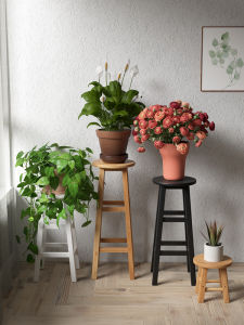 Black And White Garden Stool Solid Wood High Leg Flower Stand Bar Counter Height Bench Assembly Required No Brand Nordic Style