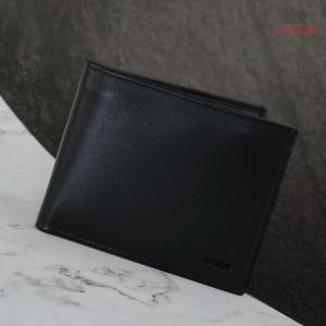 JACOB กระเป๋าสตางค์หนังสีดำ แบบมีช่องพับออก มีช่องรูปหรือ ID รุ่น U21474