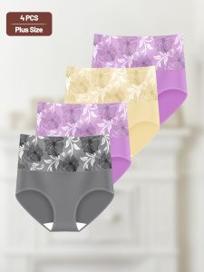 4pcs 3-color Elegant Matching WomenS High Waist Minimalist Nude 80% Nylon Material Soft Breathable Bodycon Tummy Control Large