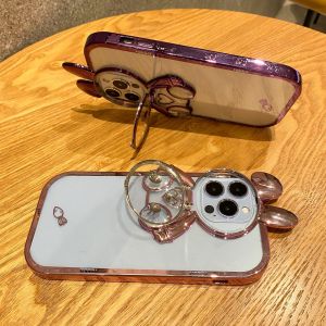 [Holder]FLOVEME for IPhone 14 Pro Max/14 Plus/14 Pro IPhone 13 Pro Max 13 IPhone 12 11 Electroplated Rabbit Lens Bracket Phone Case