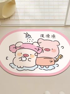 Bathroom Cute Pig Pig Entrance Mat Door Decorative Bathroom Mat Toilet Quick Dry Absorbent Cartoon Bathroom Home Textile