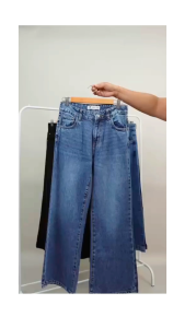 Women Wide Leg Jeans Dark Blue Inseam 30"
