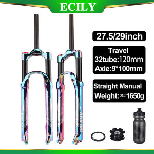 ECILY Rainbow 26/27.5/ 29er Supension Air Inch vacuum plating MTB Bike Fork Aluminum alloy 120mm For A Bicycle Accessories