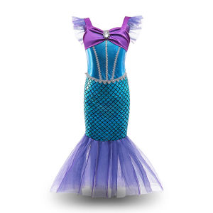 ชุดเจ้าหญิงปลาสีสันสดใส ชุดเด็กผู้หญิง ชุดคาราโอเกะ ชุดแต่งกายเป็นเจ้าหญิงปลา Ariel ชุดแต่งกายในงานวันฮาโลวีน ชุดเด็กผู้หญิง