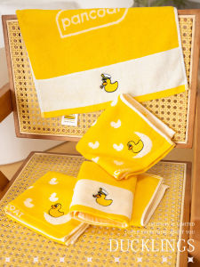 Soft Cotton Handkerchiefs Childrens Cartoon Face Wash Towels Absorbent Female Home Use Yellow Duck Series Cute Square Scarves