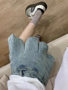 Váy Mini Denim Chữ a Cạp Cao Che Mông Cho Nữ Dáng Quả Lê Váy Ngắn Xếp Ly Cotton Phong Cách Hàn Quốc Mùa Hè 2025