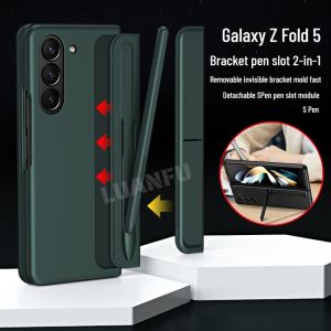 Case for Samsung Galaxy Z Fold6 Fold 6 Z Fold5 Fold 5 Z Fold4 Z Fold3 Detachable Invisible Stand Module Detachable S Pen Pen Slots Module Pen Slot Holder 2 In 1 Folding Phone Case