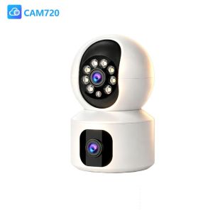 CAM720 Dual Lens 1080P WiFi CCTV Camera 355° PTZ Rotation Motion Auto Tracking Full Color Night Vision 4 Recording Mode Two-Way Audio Wireless Security Camera para Bahay Tindahan Indoor Outdoor