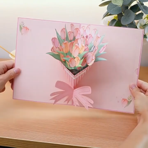 Handmade 3D Pop Up Flower Card for Mothers Day Graduation Birthday Anniversary Unique Paper Art Bouquet Gift for Her Him Mom Dad