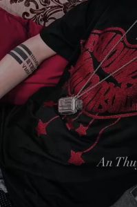 Áo thun nam nữ áo thun An Thuyên VÀ môi kim tuyến kiểu dáng hàn quốc chất cotton dày mịn áo cotton