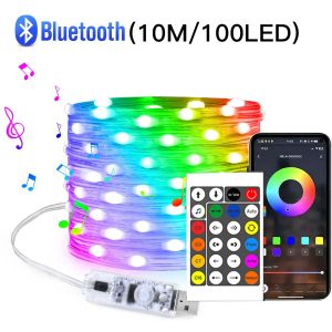 USB Christmas Ambient Light LED Fairy Curtain String Lamp APP Control for Birthday Party Garland Xmas Tree Bedroom Holiday Decor
