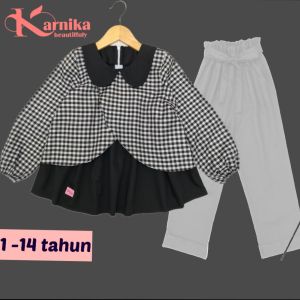 baju anak perempuan 1-14 tahun baju anak prrempuan setelan muslim blus dan celana panjang bahan import