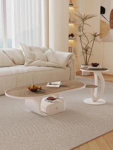 YIZUO | Modern Minimalist Elliptical Creamy Tinted Coffee Table