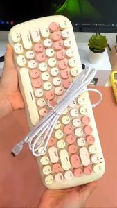 FANTASY T MALL MOFii New Version CANDY M PINK SHAFT Wired Mechanical Keyboard with White Backlit Mixed Color Gaming Keyboard Personlized Fashion Office Wired Keyboard with 10 Different Lighting Effects USB Cable Connection Plug and Play For PC Laptop