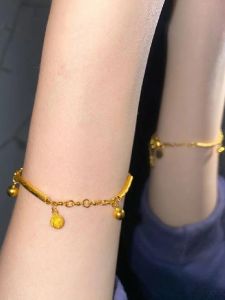 24k Gold สามส่วนรอบ Rod Bell สร้อยข้อมือ Luxury Shake Handmade ไทเทเนียมเหล็กเครื่องประดับสําหรับแฟนอุปกรณ์เสริมแฟชั่น