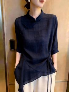 OU ZHI YAN FASHION | French Design Belted Casual Top